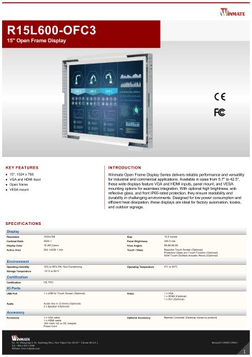 15” Open Frame Display R15L600-OFC3