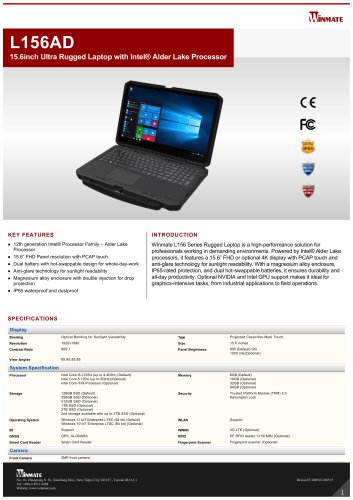 15.6inch Ultra Rugged Laptop with Intel® Alder Lake Processor L156AD