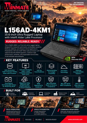 15.6inch Ultra Rugged Laptop with Intel&reg; Alder Lake Processor L156AD-4KM1
