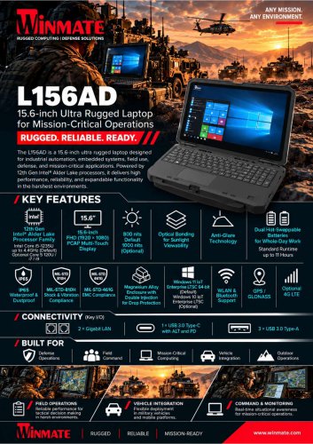 15.6inch Ultra Rugged Laptop with Intel&reg; Alder Lake Processor L156AD