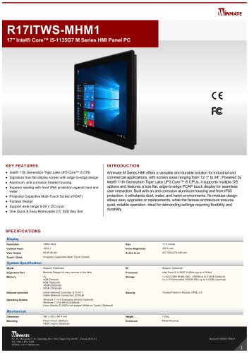 17" Intel® Core™ i5-1135G7 M Series HMI Panel PC