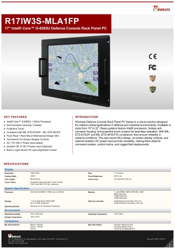 17" Intel® Core™ i5-8265U Defence Console Rack Panel PC R17IW3S-MLA1FP