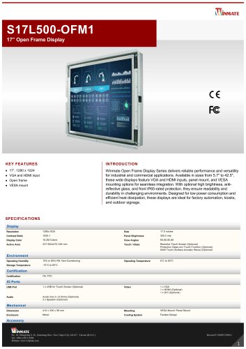 17” Open Frame Display S17L500-OFM1