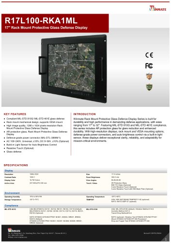 17" Rack Mount Protective Glass Defense Display R17L100-RKA1ML
