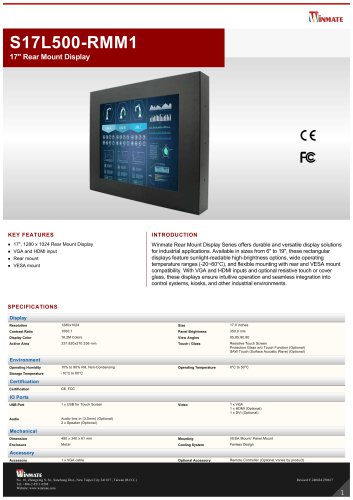 17" Rear Mount Display S17L500-RMM1