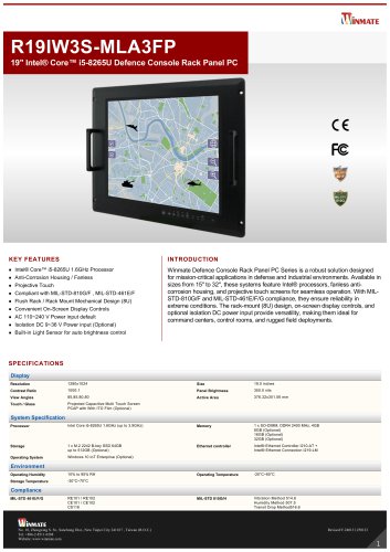 19" Intel® Core™ i5-8265U Defence Console Rack Panel PC R19IW3S-MLA3FP
