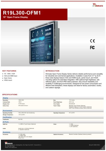 19” Open Frame Display R19L300-OFM1