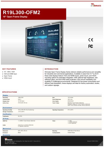 19” Open Frame Display R19L300-OFM2