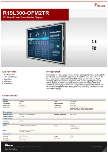 19” Open Frame Transflective Display R19L300-OFM2TR