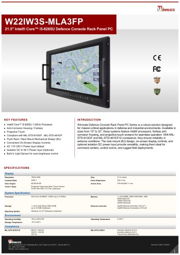 21.5" Intel® Core™ i5-8265U Defence Console Rack Panel PC W22IW3S-MLA3FP