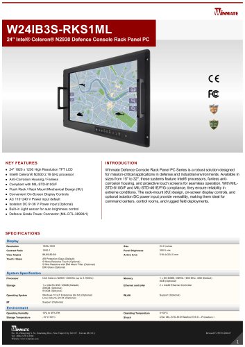 24" Intel® Celeron® N2930 Defence Console Rack Panel PC W24IB3S-RKS1ML