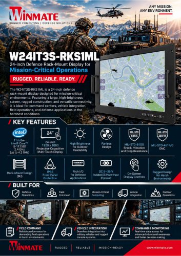 24" Intel&reg; Core&trade; i5-1135G7 Defence Console Rack Panel PCs W24IT3S-RKS1ML