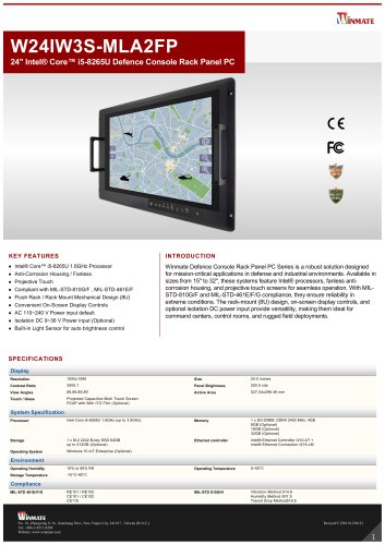 24" Intel® Core™ i5-8265U Defence Console Rack Panel PC W24IW3S-MLA2FP