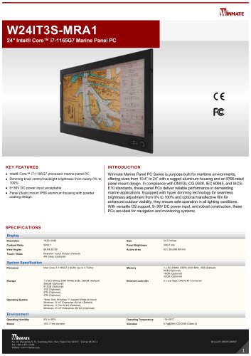 24" Intel® Core™ i7-1165G7 Marine Panel PC W24IT3S-MRA1