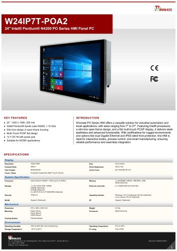 24" Intel® Pentium® N4200 PO Series HMI Panel PC W24IP7T-POA2