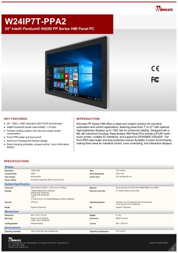 24" Intel® Pentium® N4200 PP Series HMI Panel PC W24IP7T-PPA2