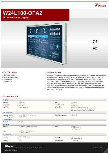 24” Open Frame Display W24L100-OFA2