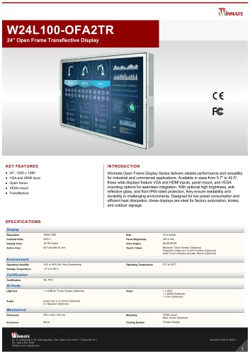 24” Open Frame Transflective Display W24L100-OFA2TR
