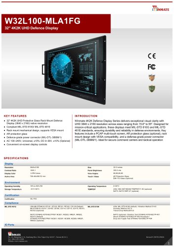 32" 4K2K UHD Defence Display W32L100-MLA1FG