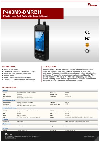 4" Multi-mode PoC Radio with Barcode Reader P400M9-DMRBH