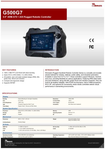 5.5" ARM A78 + A55 Rugged Robotic Controller G500G7