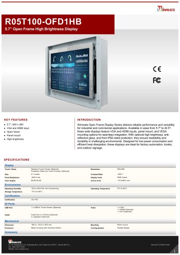 5.7” Open Frame High Brightness Display R05T100-OFD1HB