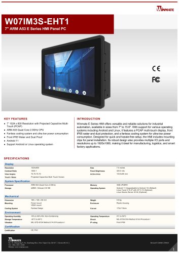 7" ARM A53 E Series HMI Panel PCW07IM3S-EHT1