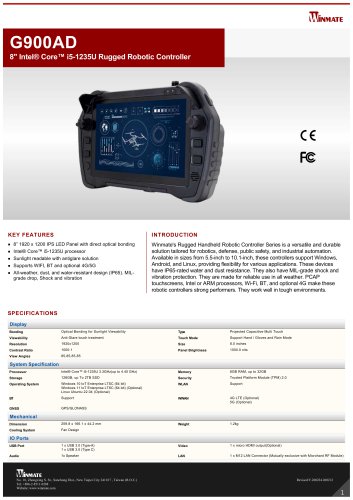 8" Intel® Core™ i5-1235U Rugged Robotic Controller G900AD