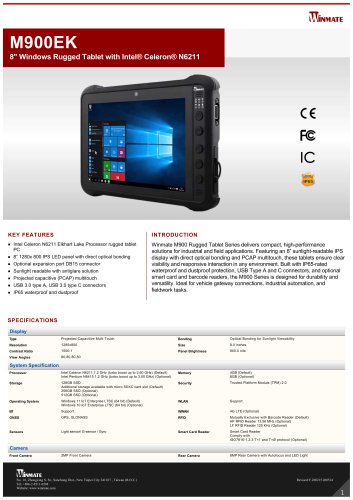 8" Windows Rugged Tablet with Intel® Celeron® N6211 M900EK