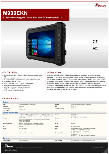8" Windows Rugged Tablet with Intel® Celeron® N6211 M900EKN