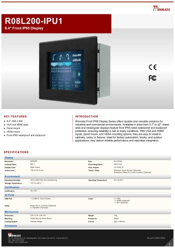 8.4" Front IP65 Display R08L200IPU1