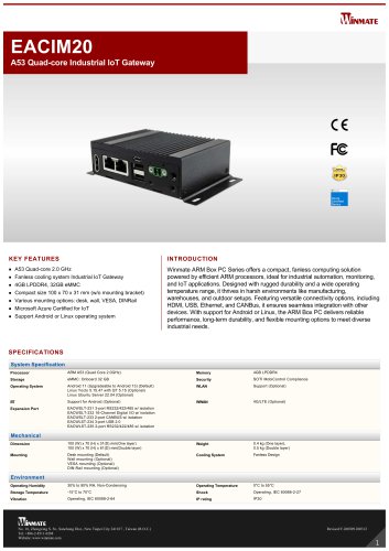 A53 Quad-core Industrial IoT Gateway EACIM20