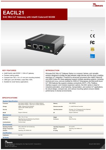 EAC Mini IoT Gateway with Intel® Celeron® N3350 EACIL21