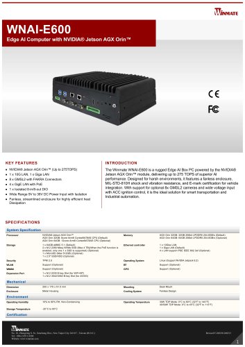 Edge AI Computer with NVIDIA® Jetson AGX Orin™ WNAI-E600