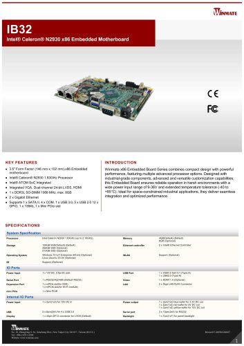 Intel® Celeron® N2930 x86 Embedded Motherboard IB32