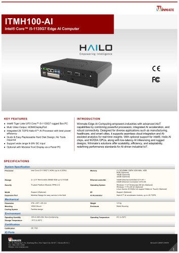 Intel® Core™ i5-1135G7 Edge AI Computer ITMH100-AI
