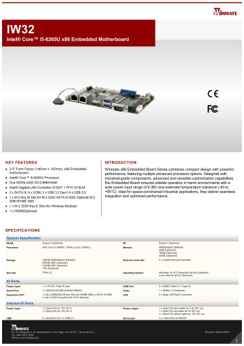 Intel® Core™ i5-8265U x86 Embedded Motherboard IW32