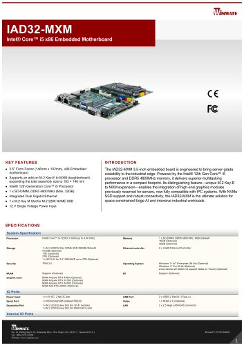 Intel® Core™ i5 x86 Embedded Motherboard IAD32-MXM