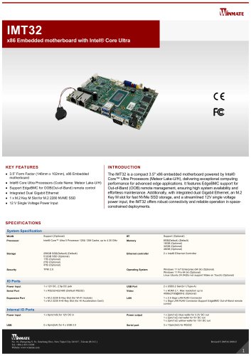 x86 Embedded motherboard with Intel® Core Ultra IMT32