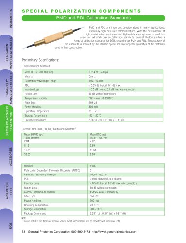 PMD and PDL Calibration Standards