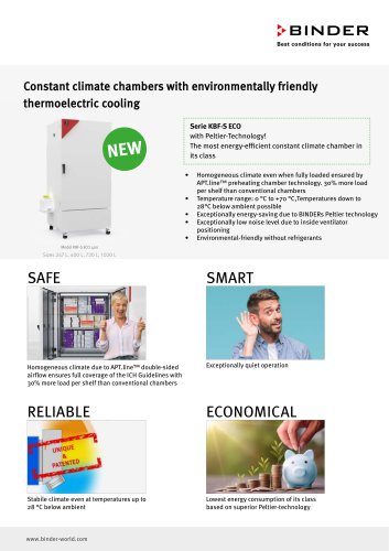 Constant climate c chambers with environmentally friendly thermoelectric cooling  Flyer Serie KBF-S ECO
