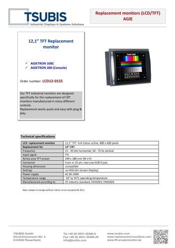 Replacement monitor for Agietron 100 and Agietron 200