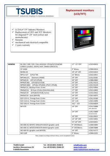 TFT replacement monitors for SIEMENS