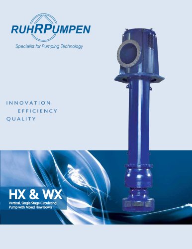 Vertical, Single Stage Circulating Pump with Mixed Flow Bowls.