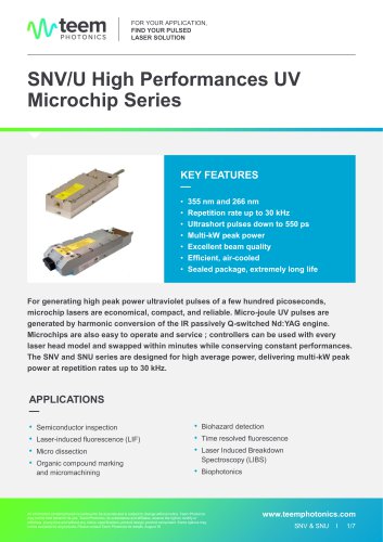 SNV & SNU - High peak power UV Microchip series