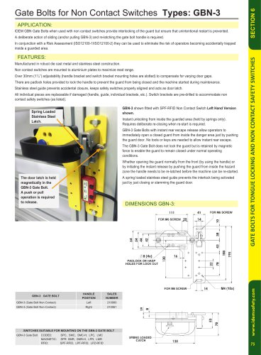 GBN-3 Gate Bolt for Non-Contact Switches