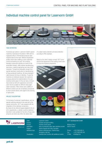 Individual machine control panel for Laservorm GmbH