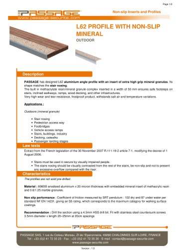 L62 profile with non-slip mineral