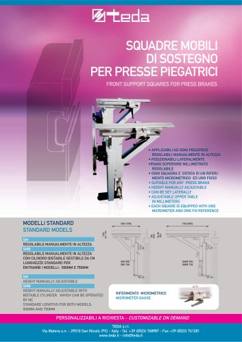 FRONT SUPPORTS for PRESS BRAKES