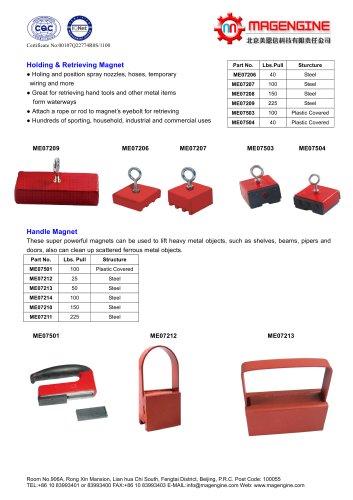 Magengine's Holding & Retrieving Magnet and handle magnet